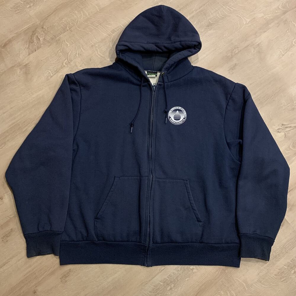 Vintage Camber Full Zip Hoodie Thermal Lined Work Wear Company Logo Mens 2XL XXL